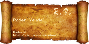 Roder Vendel névjegykártya